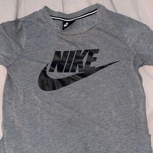 Nike Kids Heather Gray Tee with Black Logo